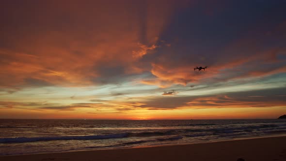 Drones Take Pictures Of The Beautiful Sky By The Sea.