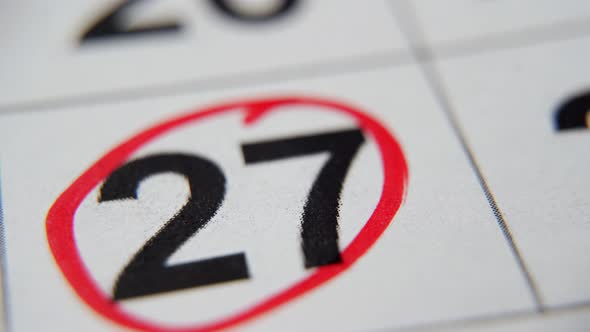 The Calendar 27Th Day of the Month is Circled