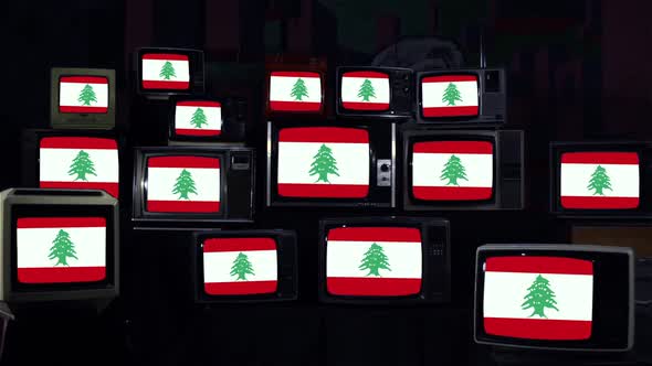 Flags of Lebanon and Retro Televisions.