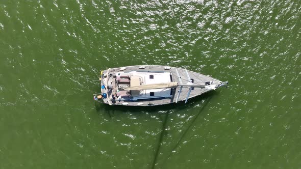 Top Down Overhead View of a Sailing Ship Vessel Leisure Activity