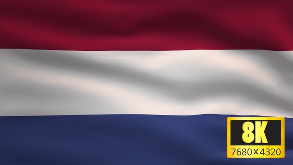 8K Netherlands Windy Flag Background