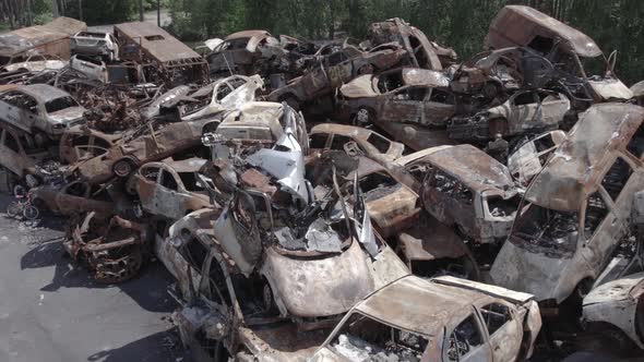 Wardestroyed Cars in Irpin Bucha District Ukraine