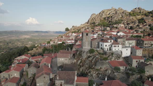 Portuguese touristic destination known as Monsanto village, aerial view of picturesque town