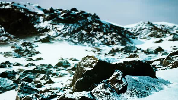 Rocks Covered in Snow at Winter