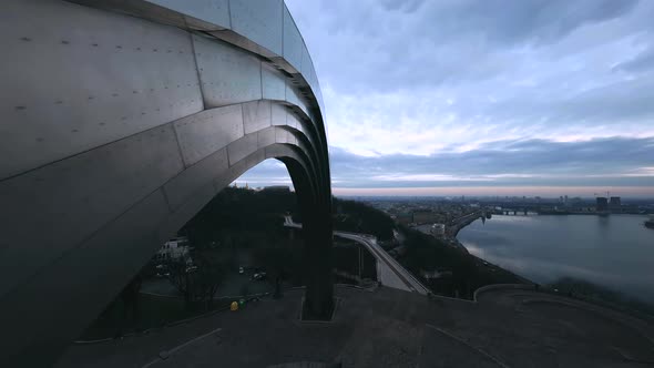 Flying from side of The Peoples' Friendship Arch