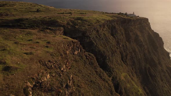 High Cliff in the North of Madeira at Sunset