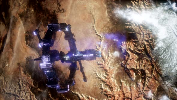 Earth and Spacecraft. Space Ship Over the Earth alt