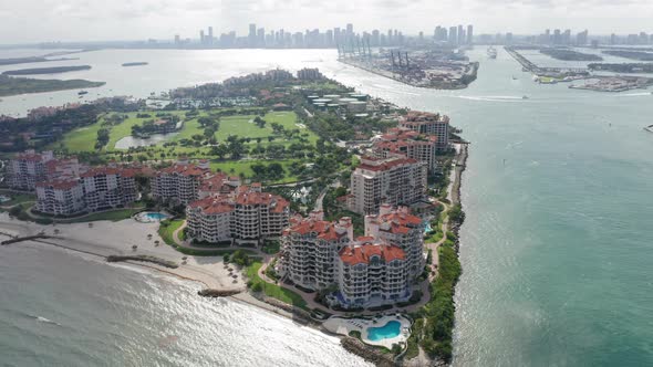  Aerial View of the Prestige Residential Homes on the Fisher Island, Miami, FL