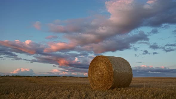 Sunset Timelapse Over The Farmer’s Pasture In Alberta’s Prairies, Canada. Western Canada