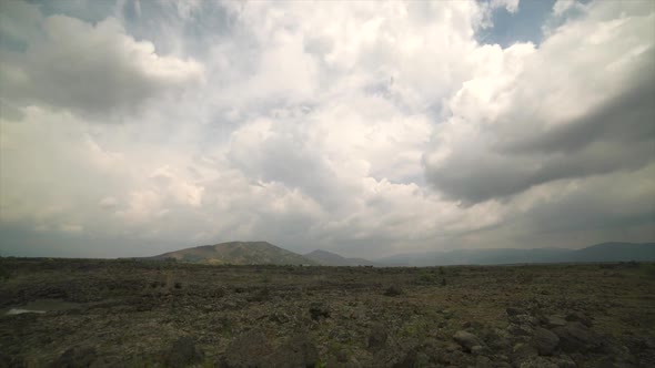 Basalt Plain Covered With Solidified Lava Rocks