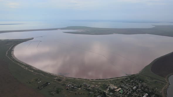 Aerial View of Pink Lake From Drone