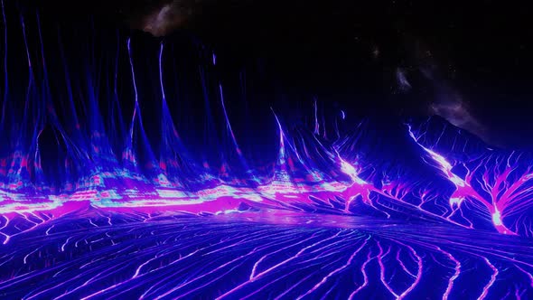 Neon Plasma River in Retro Futuristic Space Planet alt