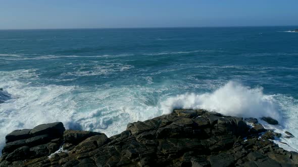 Crashing Waves on a Rocky and Dangerous Coast