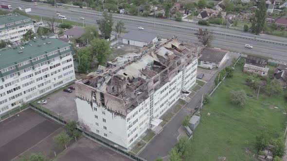 Ukraine  Building Destroyed By the War in Stoyanka Bucha District