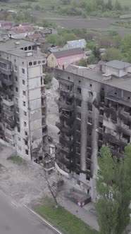 Vertical Video of a House Destroyed By the War in Ukraine