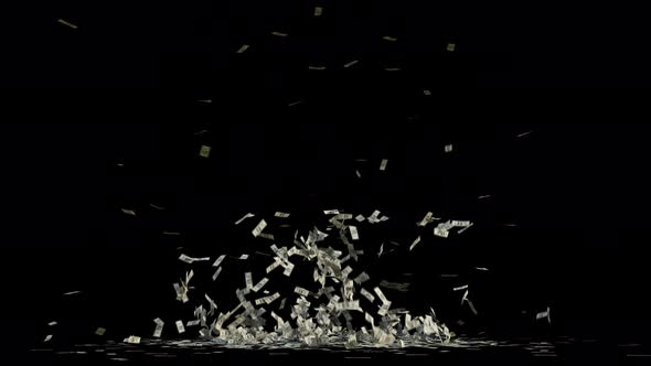 Money cash waterfall  3d rendering animation 4k