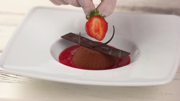 Dessert with Piece of Strawberry