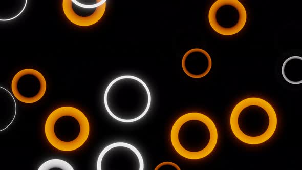 Rotating Orange and White Neon Circles