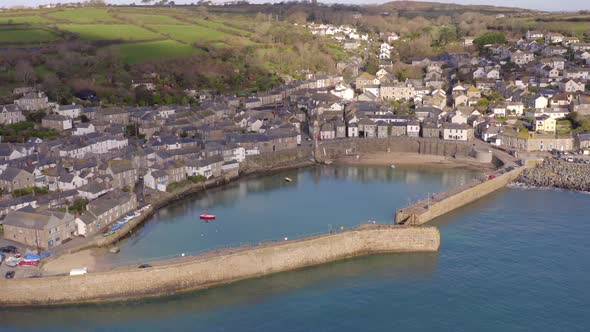 Mousehole Village and Port in Cornwall UK Aerial