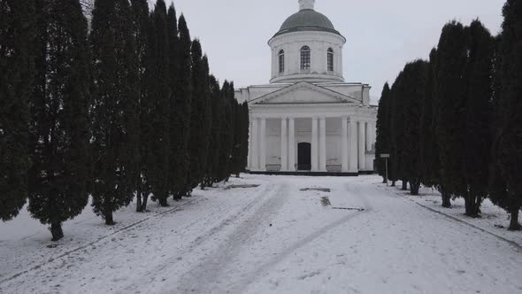 Air View From a Drone to the City of Nizhyn in Chernihiv in Winter