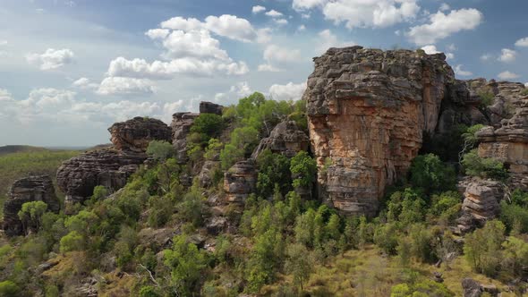 Rock Formations near Ubirr, Kakadu National Park, Northern Territory, Australia 4K Aerial Drone