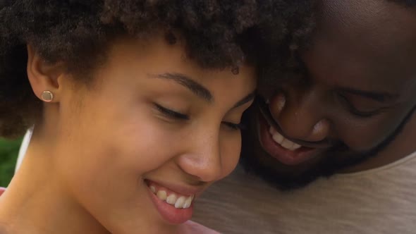 Happy Afro American Couple Embracing and Smiling, Closeness, Spiritual Affinity