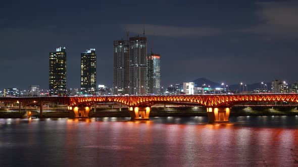 Seoul Night Seongsu Bridge Traffic