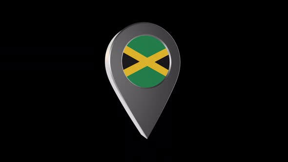 3d Animation Map Navigation Pointer With Jamaica Flag With Alpha Channel - 2K