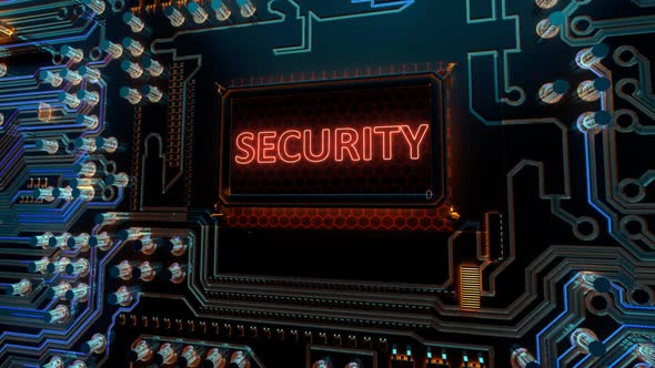 Safety Secure Protection Cyber and Security Words on Digital Futuristic Circuit Board