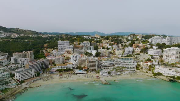 Aerial View on the Island Mallorca Port and Sea Town PalmadeMallorca