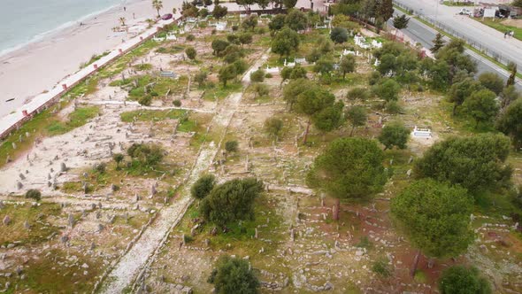 Aerial view of old islamic cemetery