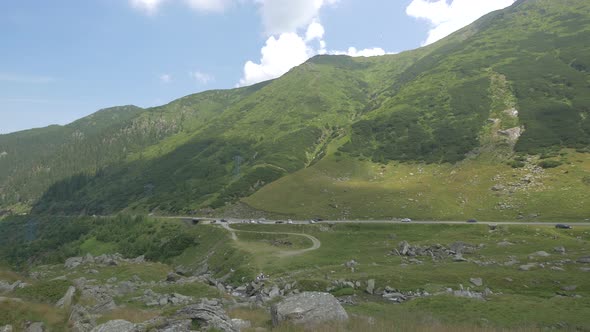 Transfagarasan road and Fagaras Mountains 