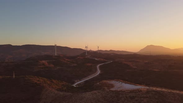 Wind turbines at sunrise