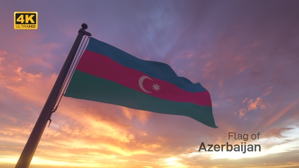 Azerbaijan Flag on a Flagpole V3 - 4K