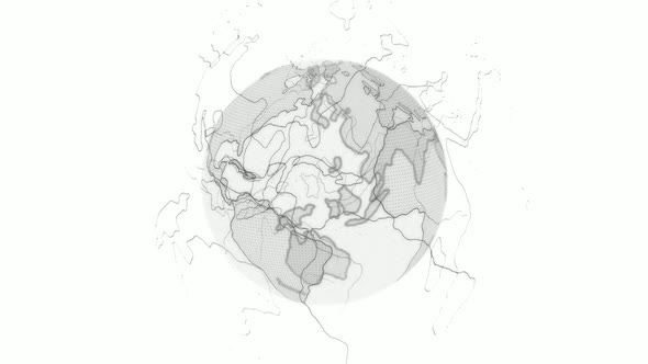 Digital Earth Animated On White Background