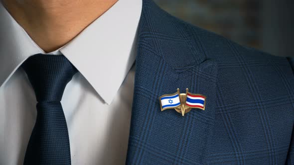 Businessman Friend Flags Pin Israel Thailand