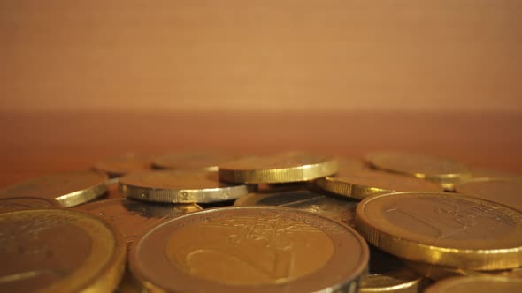 Heap of Euro Coins on the Table