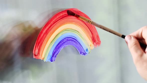 LGBT pride rainbow include of Lesbian on window