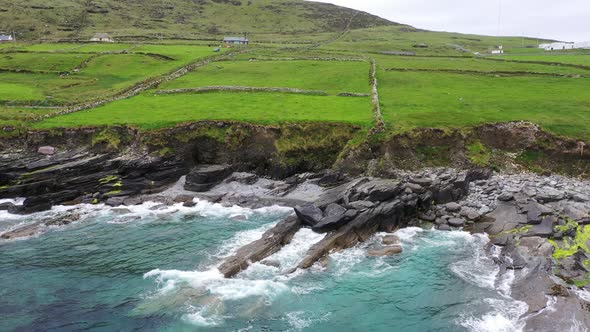 Beautiful Aerial View of Valentia Island. Scenic Irish Countyside on a Dull Spring Day, County Kerry