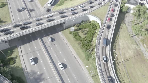 Kyiv. Ukraine: Road Junction. Aerial View, Flat, Gray