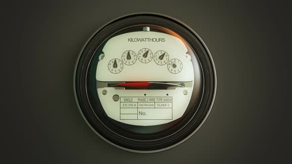 Analog electricity meter showing household consumption in kilowatt hours.