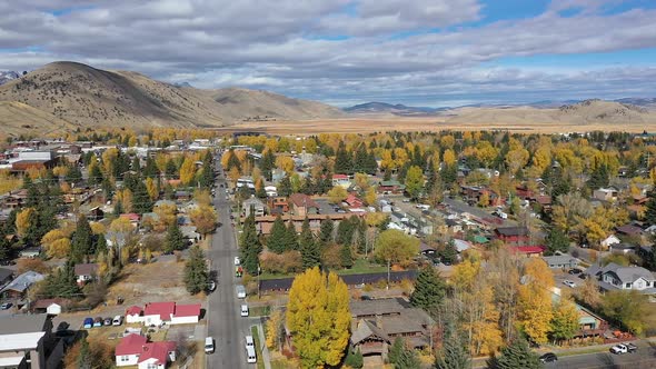 Aerial view over Jackson Hole Wyoming looking north