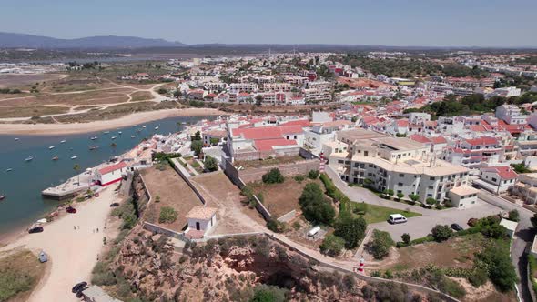 Aerial View of the Ferragudo Town at the South Coast of Portugal