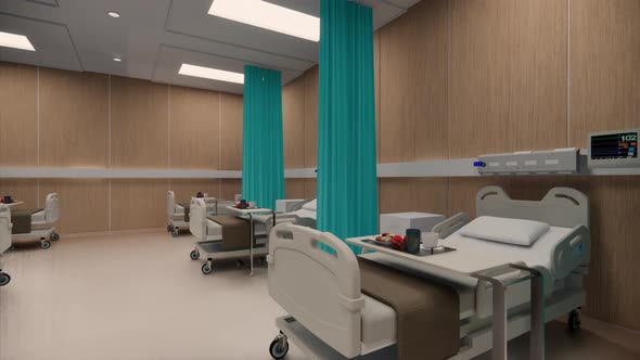 . Interior hospital modern design . Row of empty hospital
