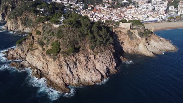 Old town on seashore in sunny day