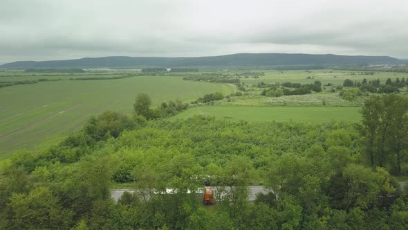 Aerial View of an Overturned Truck