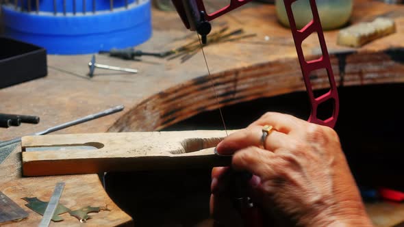 Craftswoman working in workshop