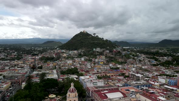 View of Atlixco from drone in Mexico