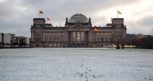 Hyper Lapse of Berlin Reichstag government building in winter