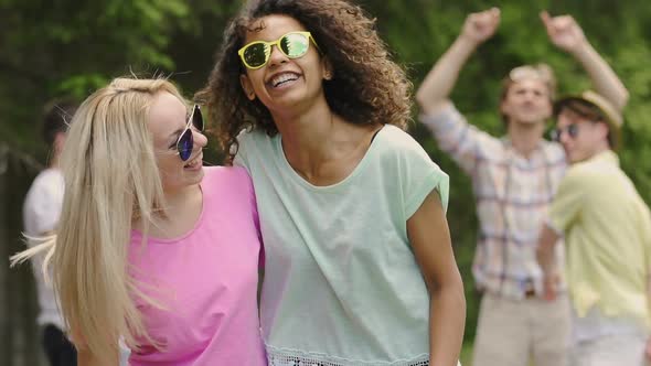 Energetic Youth Enjoying Party in Park, Summer Activities, Dancing Outdoors